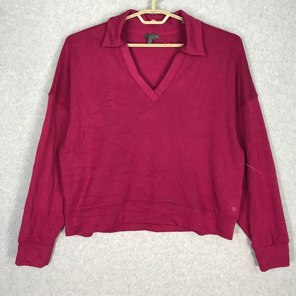 Danskin Sweatshirt Womens XL Pink Collar‎ Soft Cozy Comfy Active Lounge Preppy - Picture 1 of 10